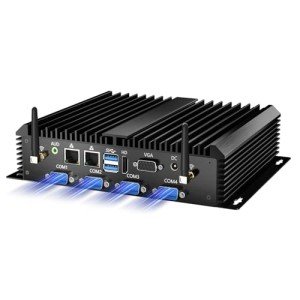 Kinupute Industrial Mini PC, Desktop Fanless Computer Core i7-5500U 2.4-3.0GHz, Windows 10 Pro, 16G RAM, 512G SSD, Dual LAN, 6xCOM RS232, 4xUSB 3.0, HDMI/VGA Ports, Auto Power On, Full Metal Case