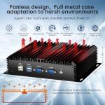 Kinupute Industrial Mini PC, Desktop Fanless Computer Core i7-5500U 2.4-3.0GHz, Windows 10 Pro, 16G RAM, 512G SSD, Dual LAN, 6xCOM RS232, 4xUSB 3.0, HDMI/VGA Ports, Auto Power On, Full Metal Case