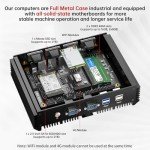 Kinupute Industrial Mini PC, Desktop Fanless Computer Core i7-5500U 2.4-3.0GHz, Windows 10 Pro, 16G RAM, 512G SSD, Dual LAN, 6xCOM RS232, 4xUSB 3.0, HDMI/VGA Ports, Auto Power On, Full Metal Case