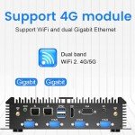 Kinupute Industrial Mini PC, Desktop Fanless Computer Core i7-5500U 2.4-3.0GHz, Windows 10 Pro, 16G RAM, 512G SSD, Dual LAN, 6xCOM RS232, 4xUSB 3.0, HDMI/VGA Ports, Auto Power On, Full Metal Case