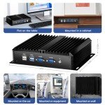 Kinupute Industrial Mini PC, Desktop Fanless Computer Core i7-5500U 2.4-3.0GHz, Windows 10 Pro, 16G RAM, 512G SSD, Dual LAN, 6xCOM RS232, 4xUSB 3.0, HDMI/VGA Ports, Auto Power On, Full Metal Case
