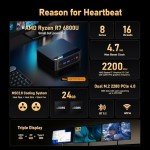 Beelink Mini PC SER5 Max 6800U AMD Ryzen R7 (Up to 4.7GHz) 24GB LPDDR5 500GB PCle4.0 SSD Mini Desktop Computer, 1000Mbps LAN, Wifi6/BT5.2,HDMI/DP/Type-c/4K Triple Display Micro PC