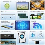 11 inch Tablet Android 14 2000*1200 2K Display Tablets PC, T616 Octa-Core 2.0GHz, 18GB RAM 128GB ROM 1TB Expandable, 5+5+13MP AI Camera, 9000mAh, 5G WiFi, with Keyboard, Case, 4 Speakers - Gray