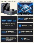 GMKtec Mini PC Intel i5-12450H(Turbo 4.4 GHz) 32GB DDR4 1TB M.2 NVMe SSD Mini Computers, USB 3.2, Type-C/WiFi 6, BT5.2, RJ45 2.5G/ 4K Triple Display Desktop PC