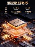 GMKtec AI Mini PC AMD Ryzen AI 9 HX-370 Serie(5.1GHz) Mini Gaming Computers, 32GB LPDDR5X 1TB PCIe 4.0 SSD, Support, Triple Screen 8K Display, WiFi 6 & USB4/Oculink Interface/EVO-X1