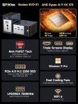 GMKtec AI Mini PC AMD Ryzen AI 9 HX-370 Serie(5.1GHz) Mini Gaming Computers, 32GB LPDDR5X 1TB PCIe 4.0 SSD, Support, Triple Screen 8K Display, WiFi 6 & USB4/Oculink Interface/EVO-X1