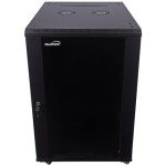NavePoint 18U Server Cabinet Wall Mount Rack Enclosure with Caster Wheels, 2 Fans, Locking Glass Door, Removable Side Panels – 18U Network Cabinet 23.6” Deep, 19” Server Rack for IT Equipment
