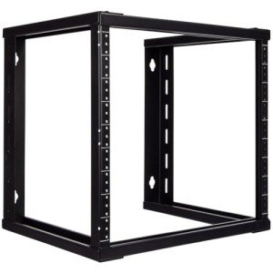 NavePoint 9U Open Frame Wall Mount Server Rack for 19" Networking IT Equipment & A/V, 12-24 Threaded, Compatible with 2-Post Mounting, Black
