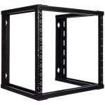 NavePoint 9U Open Frame Wall Mount Server Rack for 19" Networking IT Equipment & A/V, 12-24 Threaded, Compatible with 2-Post Mounting, Black