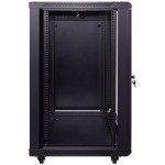 NavePoint 18U Server Cabinet Wall Mount Rack Enclosure with Caster Wheels, 2 Fans, Locking Glass Door, Removable Side Panels – 18U Network Cabinet 23.6” Deep, 19” Server Rack for IT Equipment