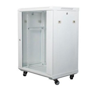 NavePoint 15U Network Cabinet with Glass Door – 15U Wall Mount Server Cabinet White 19” Rack for IT Equipment, AV Devices, Networking Equipment –17” Deep Server Rack Enclosure w/Wheels