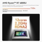 Beelink SER5 MAX Mini PC, AMD Ryzen 7 6800U(6nm, 8C/16T) up to 4.7GHz, Mini Computer 32GB LPDDR5 RAM 500GB NVME SSD, Micro PC 4K@60Hz Triple Display, Mini Gaming Computer WiFi6/BT5.2/HTPC/W-11 Pro