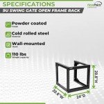 NavePoint 9U Server Rack with Swing Gate - Wall Mount Rack for 19 Inch IT & AV Equipment - 24' Deep, Black