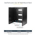 StarTech.com 12U Wall Mount Patch Panel Bracket - 13.75 in. (34.93 cm) Max. Mounting Depth - 19" Patch Panel Rack for Shallow Network Equipment- 125lbs Capacity, TAA (WALLMNT12)