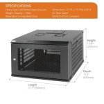 Tecmojo 6U Wall Mount Rack Network Cabinet for 19" IT Equipment,with Lockable Mesh Door and Side Panels,Cooling Fan,450mm Depth (Standard 6U/450mm Deep), Mesh/Black