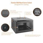 Tecmojo 6U Wall Mount Rack Network Cabinet for 19" IT Equipment,with Lockable Mesh Door and Side Panels,Cooling Fan,450mm Depth (Standard 6U/450mm Deep), Mesh/Black