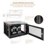 Tecmojo 6U Wall Mount Rack Network Cabinet for 19" IT Equipment,with Lockable Mesh Door and Side Panels,Cooling Fan,450mm Depth (Standard 6U/450mm Deep), Mesh/Black