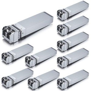 10GBase-SR SFP+ Transceiver, 10G 850nm MMF Module for Cisco SFP-10G-SR, Meraki, Ubiquiti UniFi UF-MM-10G, Mikrotik, Netgear, D-Link, Supermicro, TP-Link and More, up to 300m, Pack of 10
