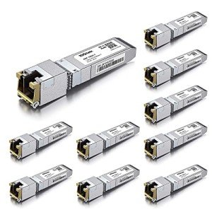 10Gtek 𝟭.𝟮𝟱/𝟮.𝟱/𝟱/𝟭𝟬𝗚-𝗧 𝗦𝗙𝗣+ 𝘁𝗼 𝗥𝗝𝟰𝟱 CAT.6a Copper Transceiver, Auto-Negotiation SFP+ Ethernet Module, up to 30-Meter, for Cisco SFP-10G-T-S, Ubiquiti UniFi, Netgear, Pack of 10