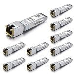 10Gtek 𝟭.𝟮𝟱/𝟮.𝟱/𝟱/𝟭𝟬𝗚-𝗧 𝗦𝗙𝗣+ 𝘁𝗼 𝗥𝗝𝟰𝟱 CAT.6a Copper Transceiver, Auto-Negotiation SFP+ Ethernet Module, up to 30-Meter, for Cisco SFP-10G-T-S, Ubiquiti UniFi, Netgear, Pack of 10