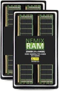 NEMIX RAM 256GB (4X64GB) DDR5 5600MHZ PC5-44800 2Rx4 1.1V CL46 288-PIN ECC RDIMM Registered Server Memory KIT Compatible with ASUS Pro WS WRX90E SAGE SE Workstation Motherboard