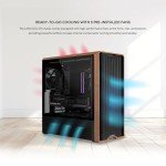 Lian Li LANCOOL 217 Genuine Walnut Wood Computer Case, Mid-Tower ATX PC Case with 5 Pre-Installed PWM Fans 2x170mm, 2x120mm & 1x140mm, Flexible PSU & Cable Installation - Black (LAN217X)