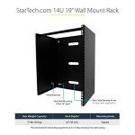 StarTech.com 14U Wall Mount Network Rack, 14 in Deep (Low Profile), 19" Patch Panel Bracket for Shallow Server, IT Equipment, Network Switches, 77lbs/35kg Weight Capacity, Black (RACK-14U-14-BRACKET)