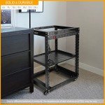 RIVECO 6U Server Rack with Wheels Open Frame Networking Rack+ PDU 8 Outlets Set Black