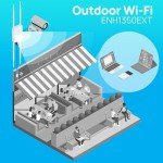 EnGenius Technologies ENH1350EXT Wi-Fi 5 AC1300 2x2 Dual-Band Outdoor Long Range Access Point/Range Extender/Bridge Features IP67 Rated, MU-MIMO, Fast Roaming (Mounting Kit & PoE Injector Included)