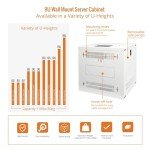 Tecmojo 9U Wall Mount Rack Network Cabinet for 19" IT Equipment,with Lockable Glass Door and Side Panels,Cooling Fan,17.7inch Depth,White,Computer/Electronics Equipment Data Rack