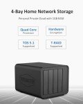 TERRAMASTER F4-212 4 Bay NAS - Quad Core CPU, DDR4 RAM, Network Attached Storage Personal Cloud with Rich Backup Solutions (Diskless)