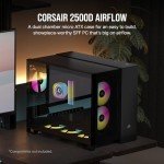 CORSAIR 2500D AIRFLOW Small-Tower mATX Dual Chamber PC Case – Tempered Glass – Reverse Connection Motherboard Compatible – No Fans Included – Black