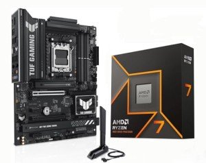 Micro Center AMD Ryzen 7 9700X CPU Processor with ASUS TUF Gaming B850-PLUS WiFi AM5 ATX Motherboard (DDR5, PCIe 5.0, 3X M.2, Wi-Fi 7, USB 20Gbps Type-C)