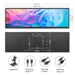 wisecoco 14.5 Inch Touchscreen Monitor 2K 2560x720 Bar IPS Display DIY Kits Secondary Screen HDMI Type-C Input Build-in Speakers PC Case CPU GPU RAM Temperature Speed Monitoring