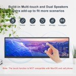 wisecoco 14.5 Inch Touchscreen Monitor 2K 2560x720 Bar IPS Display DIY Kits Secondary Screen HDMI Type-C Input Build-in Speakers PC Case CPU GPU RAM Temperature Speed Monitoring