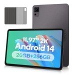 Tablets 2025 Large Android Tablet, 12 Inch 2K Tablet Computer with Case & 20W PD Quick Charger, 8000mAh, 20GB RAM 256GB ROM 1TB Expand, T616, Dual-Band WiFi GMS Widevine L1 Dual Card Slots