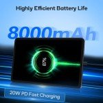 Tablets 2025 Large Android Tablet, 12 Inch 2K Tablet Computer with Case & 20W PD Quick Charger, 8000mAh, 20GB RAM 256GB ROM 1TB Expand, T616, Dual-Band WiFi GMS Widevine L1 Dual Card Slots