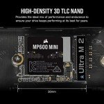 Corsair MP600 Mini 1TB M.2 NVMe PCIe x4 Gen4 2 SSD – M.2 2230 – Up to 7,000MB/sec Sequential Read – High-Density 3D TLC NAND – Great for Steam Deck and Microsoft Surface – Black