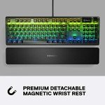 SteelSeries USB Apex 5 Hybrid Mechanical Gaming Keyboard – Per-Key RGB Illumination – Aircraft Grade Aluminum Alloy Frame – OLED Smart Display (Hybrid Blue Switch)