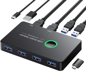 USB 3.0 Switch for 2 Computers Sharing 4 Devices