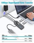 Powered USB Hub, ikuai 7-Port USB 3.2 / USB C Hub, with 3 10Gbps Data Ports (2 USB-C + 1 USB-A) and 4 USB A 3.0 Ports for PC Laptops
