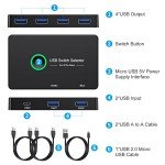 USB 3.0 Switch for 2 Computers Sharing 4 Devices