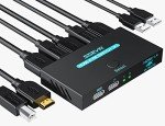 KVM Switch, SGEYR KVM Switch HDMI,USB Switch for 2 Computers Sharing Mouse Keyboard Printer to One HD Monitor, Support 4K@30Hz,1 HDMI Cables and 2 USB Cables Included
