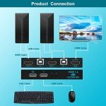 KVM Switch, SGEYR KVM Switch HDMI,USB Switch for 2 Computers Sharing Mouse Keyboard Printer to One HD Monitor, Support 4K@30Hz,1 HDMI Cables and 2 USB Cables Included
