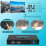 KVM Switch, SGEYR KVM Switch HDMI,USB Switch for 2 Computers Sharing Mouse Keyboard Printer to One HD Monitor, Support 4K@30Hz,1 HDMI Cables and 2 USB Cables Included