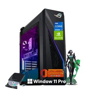ASUS ROG G16CH Gaming Desktop PC, Intel 16-Core i7-13700KF, GeForce RTX 4070 Dual, Win 11 Pro + MS Office Pro, AI Noise-Cancellation, Dolby Atmos, 64GB RAM, 1TB SSD + 2TB HDD, W/External DVD Drive