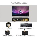CKLau 2 Port USB 3.0 HDMI 2.1 KVM Switch 8K@60Hz 4K@144Hz with Audio Output and Cables, 2 Computers 1 Monitor Video Keyboard Mouse Peripheral Sharing Switcher Box