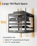 Perlegear 10U Open Frame Network Rack for 19″ Servers & AV Gear, Heavy-Duty 4 Post AV Rack with 2x1U Vented Shelves, Floor-Standing or Wall-Mounted Server Computer Rack for Home & Office, PGSER02