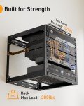 Perlegear 10U Open Frame Network Rack for 19″ Servers & AV Gear, Heavy-Duty 4 Post AV Rack with 2x1U Vented Shelves, Floor-Standing or Wall-Mounted Server Computer Rack for Home & Office, PGSER02