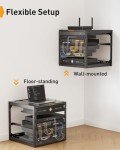 Perlegear 10U Open Frame Network Rack for 19″ Servers & AV Gear, Heavy-Duty 4 Post AV Rack with 2x1U Vented Shelves, Floor-Standing or Wall-Mounted Server Computer Rack for Home & Office, PGSER02